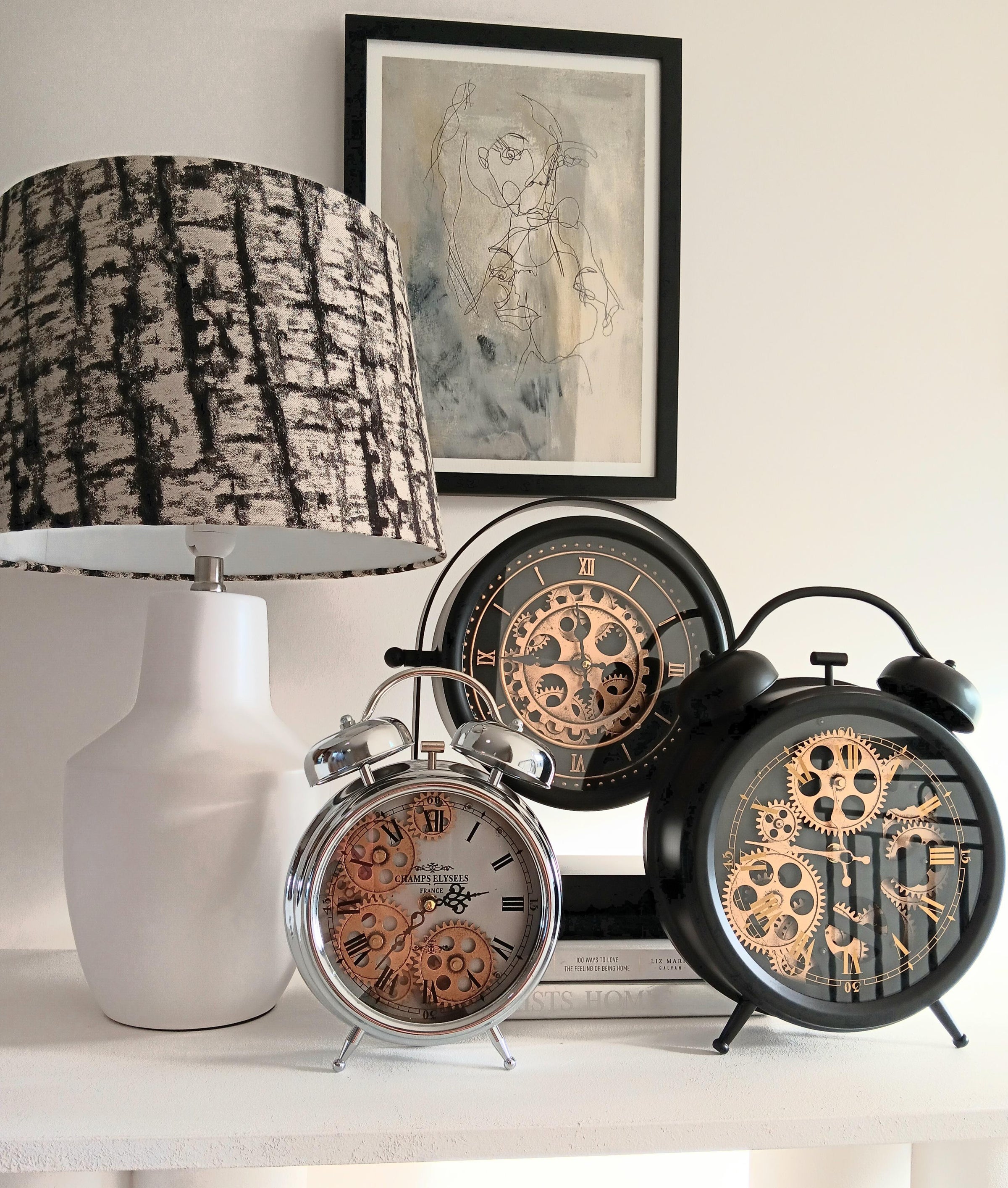 Newton Bell exposed gear large black clock | www.eighty8interiordesigns ...